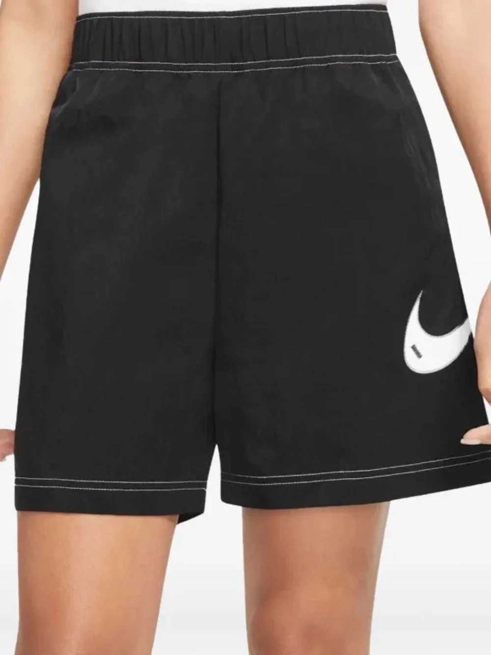 Nike Black Athletic Shorts with White Swoosh Accent